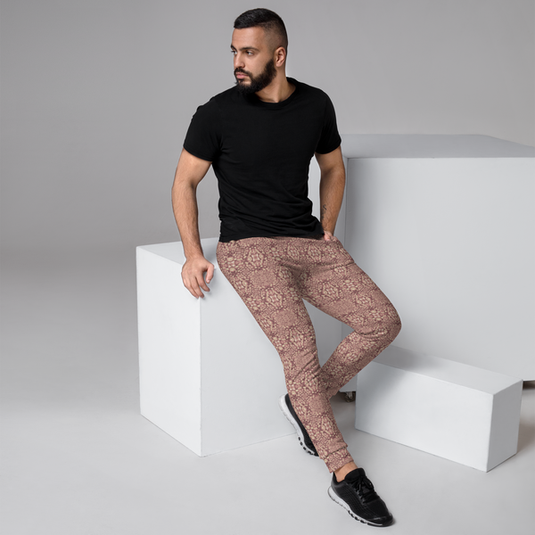 Product name: Recursia Indranet Men's Joggers In Pink. Keywords: Athlesisure Wear, Clothing, Print: Indranet, Men's Athlesisure, Men's Bottoms, Men's Clothing, Men's Joggers