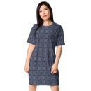 Product name: Recursia Indranet T-Shirt Dress In Blue. Keywords: Clothing, Print: Indranet, T-Shirt Dress, Women's Clothing