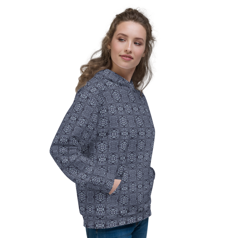 Product name: Recursia Indranet Women's Hoodie In Blue. Keywords: Athlesisure Wear, Clothing, Print: Indranet, Women's Hoodie, Women's Tops