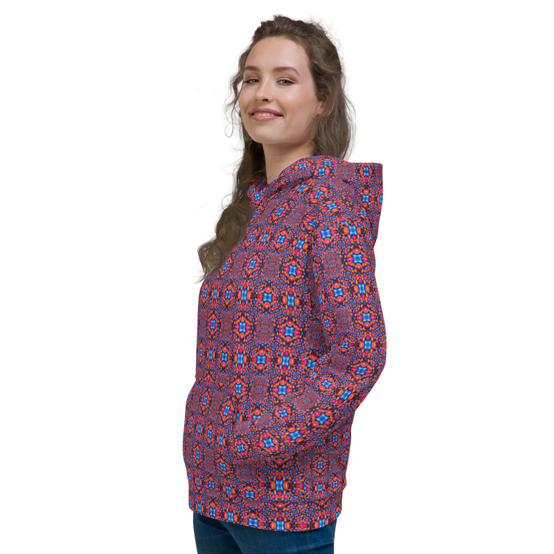 Product name: Recursia Indranet Women's Hoodie. Keywords: Athlesisure Wear, Clothing, Print: Indranet, Women's Hoodie, Women's Tops
