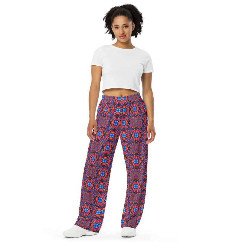 Product name: Recursia Indranet Women's Wide Leg Pants. Keywords: Print: Indranet, Women's Wide Leg Pants
