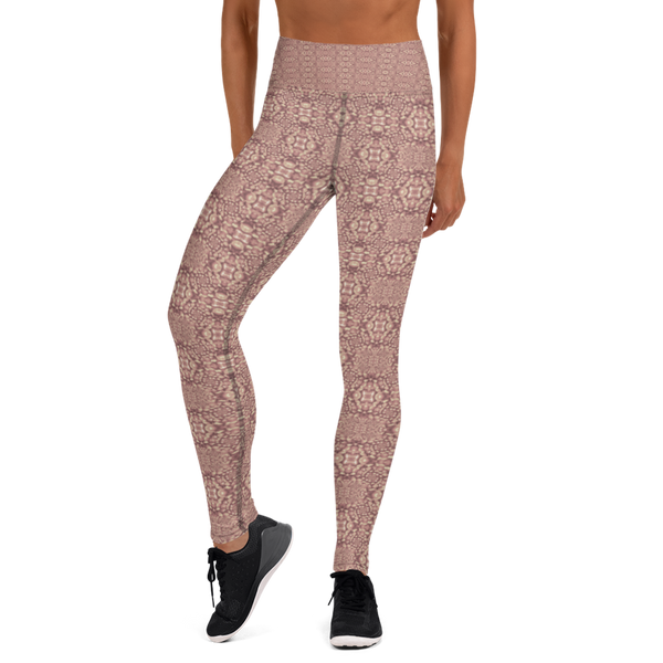 Product name: Recursia Indranet Yoga Leggings In Pink. Keywords: Athlesisure Wear, Clothing, Print: Indranet, Women's Clothing, Yoga Leggings