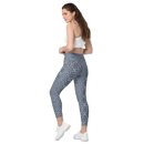 Product name: Recursia Lotus Light Leggings With Pockets In Blue. Keywords: Athlesisure Wear, Clothing, Leggings with Pockets, Print: Lotus Light, Women's Clothing
