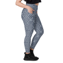 Product name: Recursia Lotus Light Leggings With Pockets In Blue. Keywords: Athlesisure Wear, Clothing, Leggings with Pockets, Print: Lotus Light, Women's Clothing