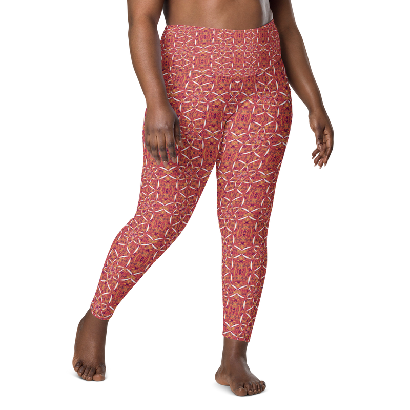 Product name: Recursia Lotus Light Leggings With Pockets. Keywords: Athlesisure Wear, Clothing, Leggings with Pockets, Print: Lotus Light, Women's Clothing