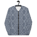 Product name: Recursia Lotus Light Men's Bomber Jacket In Blue. Keywords: Clothing, Print: Lotus Light, Men's Bomber Jacket, Men's Clothing, Men's Tops