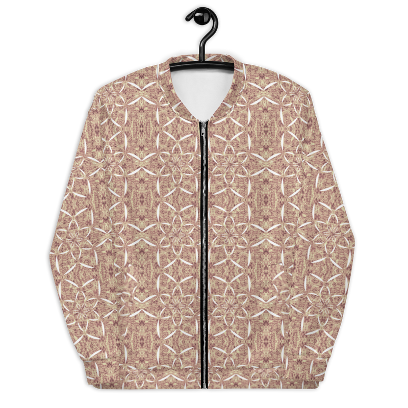 Product name: Recursia Lotus Light Men's Bomber Jacket In Pink. Keywords: Clothing, Print: Lotus Light, Men's Bomber Jacket, Men's Clothing, Men's Tops