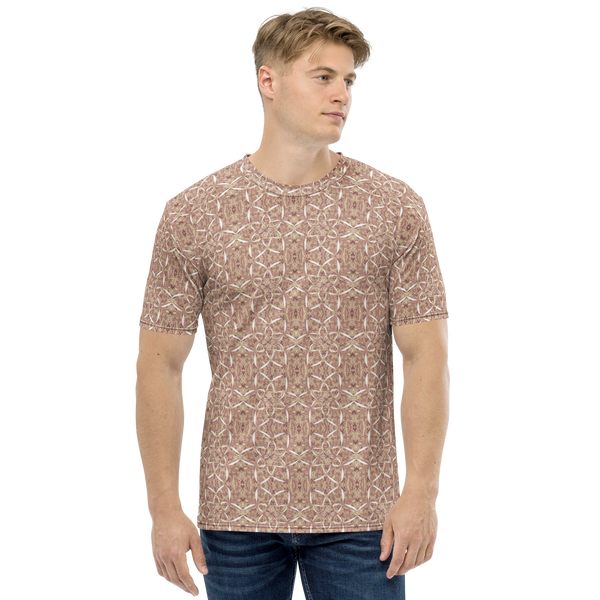Product name: Recursia Lotus Light Men's Crew Neck T-Shirt In Pink. Keywords: Clothing, Print: Lotus Light, Men's Clothing, Men's Crew Neck T-Shirt, Men's Tops