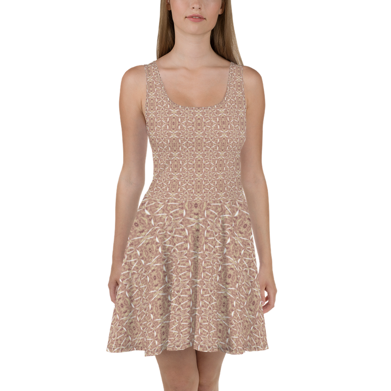 Product name: Recursia Lotus Light Skater Dress In Pink. Keywords: Clothing, Print: Lotus Light, Skater Dress, Women's Clothing