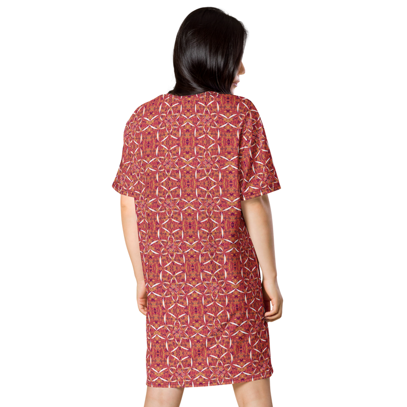 Product name: Recursia Lotus Light T-Shirt Dress. Keywords: Clothing, Print: Lotus Light, T-Shirt Dress, Women's Clothing