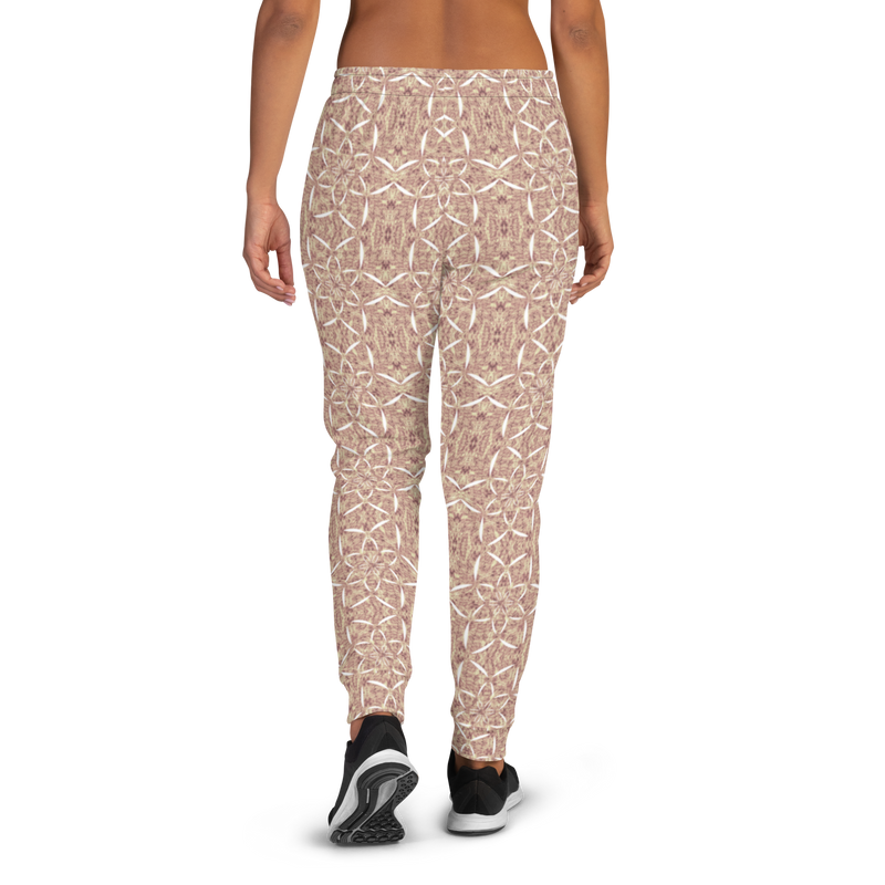 Product name: Recursia Lotus Light Women's Joggers In Pink. Keywords: Athlesisure Wear, Clothing, Print: Lotus Light, Women's Bottoms, Women's Joggers