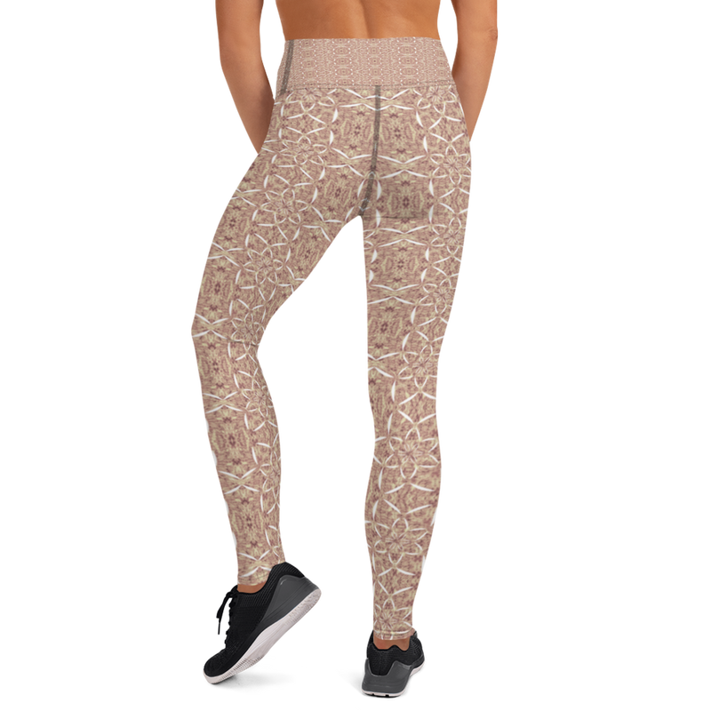 Product name: Recursia Lotus Light Yoga Leggings In Pink. Keywords: Athlesisure Wear, Clothing, Print: Lotus Light, Women's Clothing, Yoga Leggings