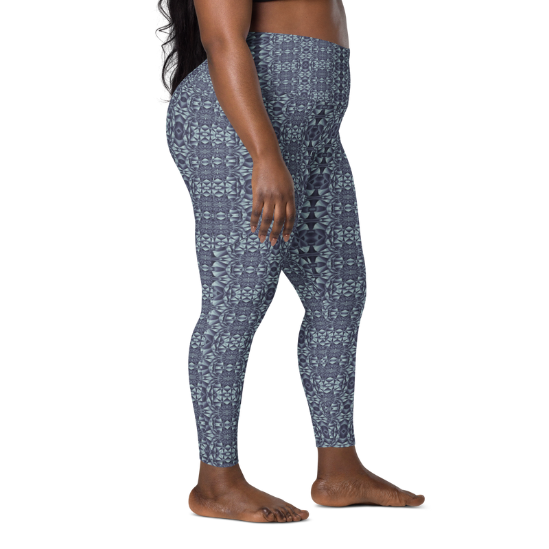 Product name: Recursia Mind Gem III Leggings With Pockets In Blue. Keywords: Athlesisure Wear, Clothing, Leggings with Pockets, Print: Mind Gem, Women's Clothing