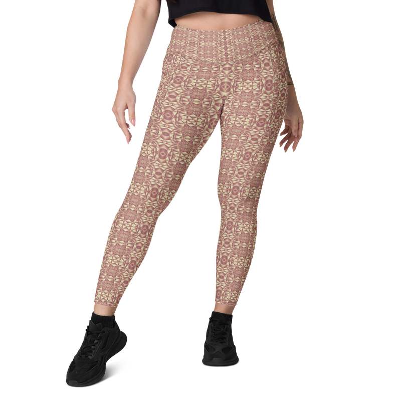 Product name: Recursia Mind Gem III Leggings With Pockets In Pink. Keywords: Athlesisure Wear, Clothing, Leggings with Pockets, Print: Mind Gem, Women's Clothing