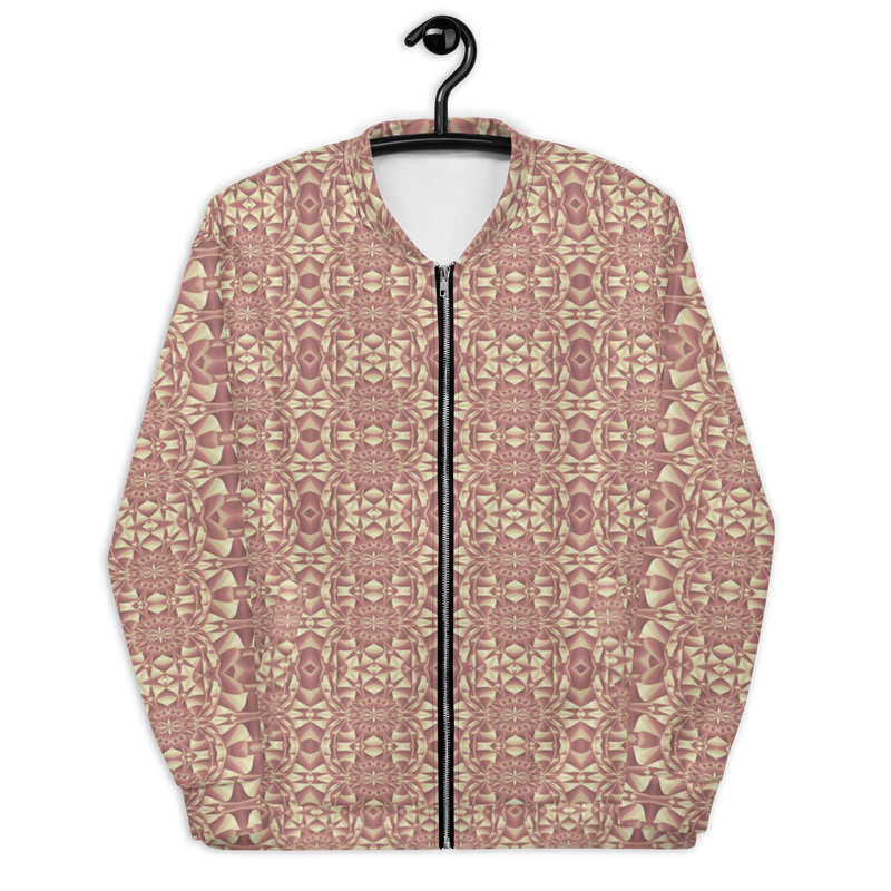 Product name: Recursia Mind Gem I Men's Bomber Jacket In Pink. Keywords: Clothing, Men's Bomber Jacket, Men's Clothing, Men's Tops, Print: Mind Gem