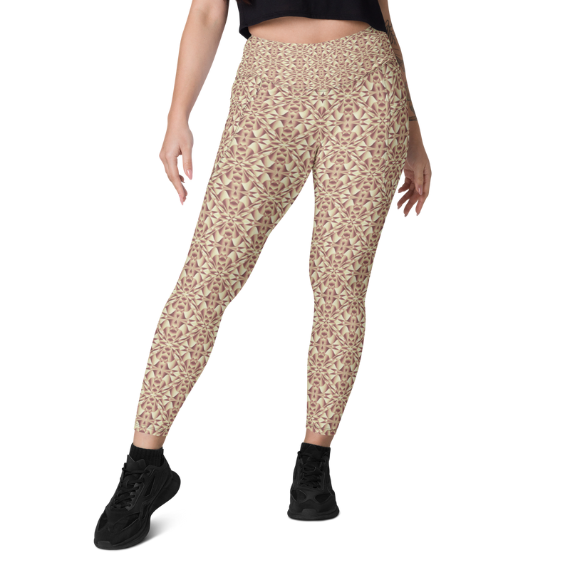 Product name: Recursia Mind Gem II Leggings With Pockets In Pink. Keywords: Athlesisure Wear, Clothing, Leggings with Pockets, Print: Mind Gem, Women's Clothing