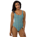 Product name: Recursia Mind Gem II One Piece Swimsuit. Keywords: Clothing, Print: Mind Gem, One Piece Swimsuit, Swimwear, Unisex Clothing