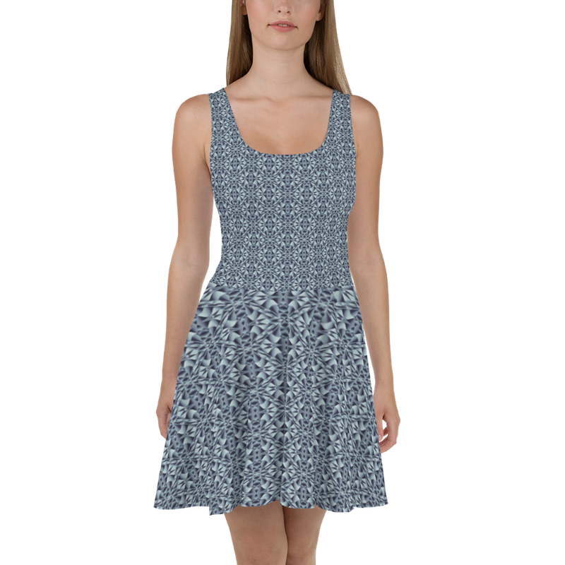 Product name: Recursia Mind Gem II Skater Dress In Blue. Keywords: Clothing, Print: Mind Gem, Skater Dress, Women's Clothing