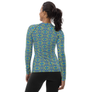 Product name: Recursia Mind Gem II Women's Rash Guard. Keywords: Print: Mind Gem, Women's Rash Guard