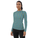 Product name: Recursia Mind Gem II Women's Rash Guard. Keywords: Print: Mind Gem, Women's Rash Guard