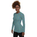 Product name: Recursia Mind Gem II Women's Rash Guard. Keywords: Print: Mind Gem, Women's Rash Guard