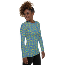 Product name: Recursia Mind Gem II Women's Rash Guard. Keywords: Print: Mind Gem, Women's Rash Guard