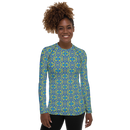 Product name: Recursia Mind Gem II Women's Rash Guard. Keywords: Print: Mind Gem, Women's Rash Guard