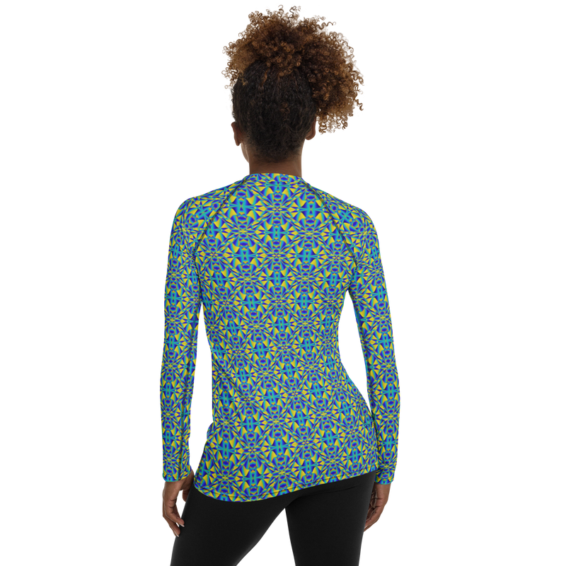 Product name: Recursia Mind Gem II Women's Rash Guard. Keywords: Print: Mind Gem, Women's Rash Guard