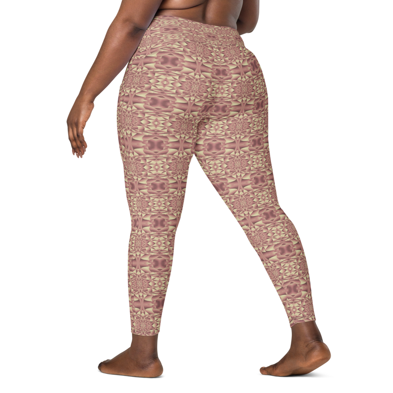 Product name: Recursia Mind Gem IV Leggings With Pockets In Pink. Keywords: Athlesisure Wear, Clothing, Leggings with Pockets, Print: Mind Gem, Women's Clothing