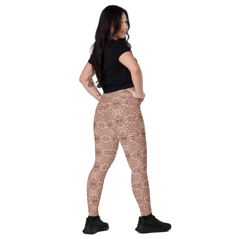 Product name: Recursia Mind Gem IV Leggings With Pockets In Pink. Keywords: Athlesisure Wear, Clothing, Leggings with Pockets, Print: Mind Gem, Women's Clothing