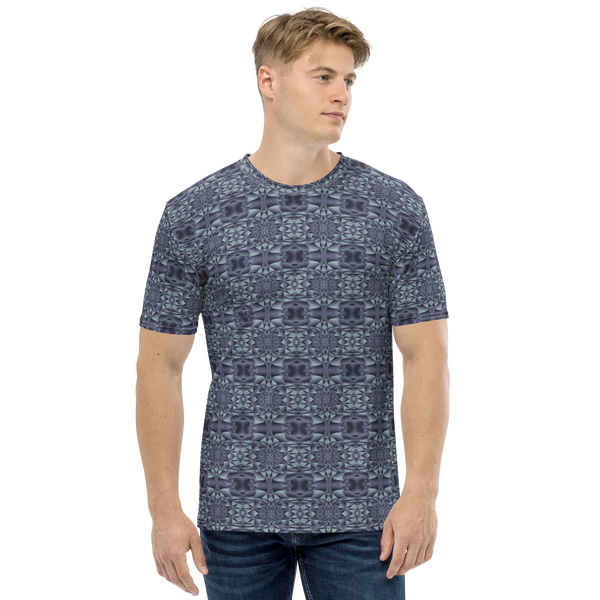 Product name: Recursia Mind Gem Men's Crew Neck T-Shirt In Blue. Keywords: Clothing, Men's Clothing, Men's Crew Neck T-Shirt, Men's Tops, Print: Mind Gem