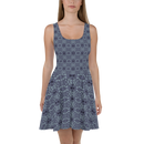 Product name: Recursia Mind Gem Skater Dress In Blue. Keywords: Clothing, Print: Mind Gem, Skater Dress, Women's Clothing