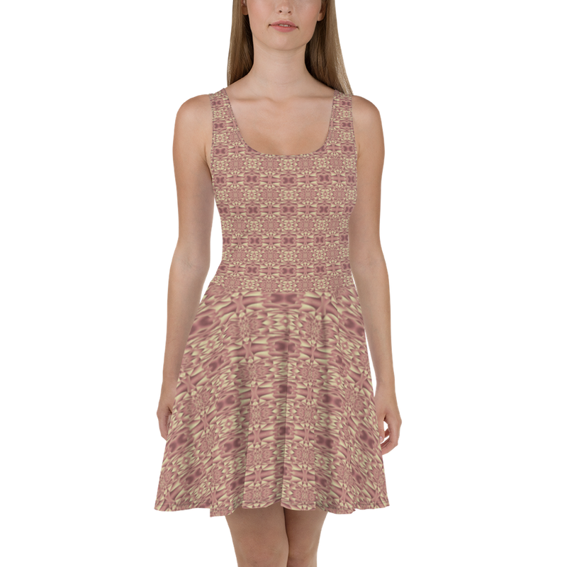 Product name: Recursia Mind Gem Skater Dress In Pink. Keywords: Clothing, Print: Mind Gem, Skater Dress, Women's Clothing