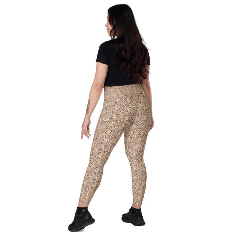 Product name: Recursia Mind Gem Leggings With Pockets In Pink. Keywords: Athlesisure Wear, Clothing, Leggings with Pockets, Print: Mind Gem, Women's Clothing