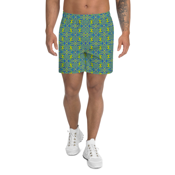 Product name: Recursia Mind Gem IV Men's Athletic Shorts. Keywords: Athlesisure Wear, Clothing, Men's Athlesisure, Men's Athletic Shorts, Men's Clothing, Print: Mind Gem