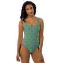 Product name: Recursia Mind Gem IV One Piece Swimsuit. Keywords: Clothing, Print: Mind Gem, One Piece Swimsuit, Swimwear, Unisex Clothing