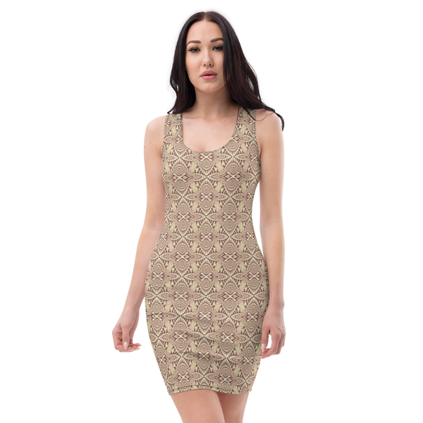 Product name: Recursia Mind Gem IV Pencil Dress In Pink. Keywords: Clothing, Print: Mind Gem, Pencil Dress, Women's Clothing