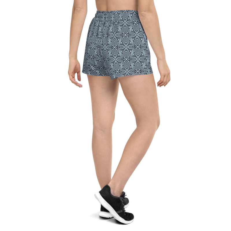 Product name: Recursia Mind Gem IV Women's Athletic Short Shorts In Blue. Keywords: Athlesisure Wear, Clothing, Men's Athletic Shorts, Print: Mind Gem