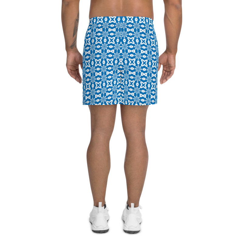 Product name: Recursia Modern MoirÃ© V Men's Athletic Shorts In Blue. Keywords: Athlesisure Wear, Clothing, Men's Athlesisure, Men's Athletic Shorts, Men's Clothing, Print: Modern MoirÃ©