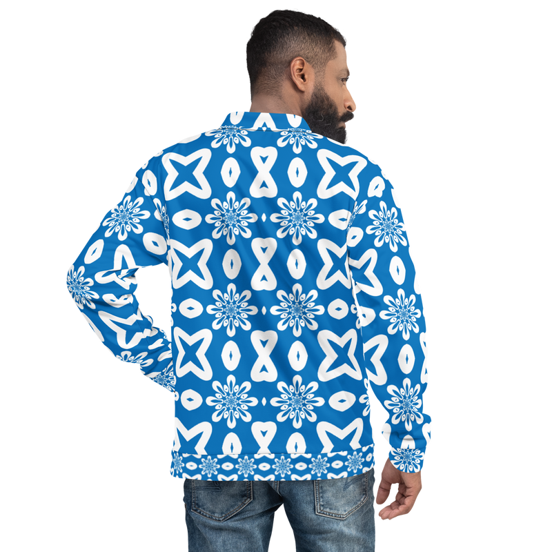 Product name: Recursia Modern MoirÃ© V Men's Bomber Jacket In Blue. Keywords: Clothing, Men's Bomber Jacket, Men's Clothing, Men's Tops, Print: Modern MoirÃ©