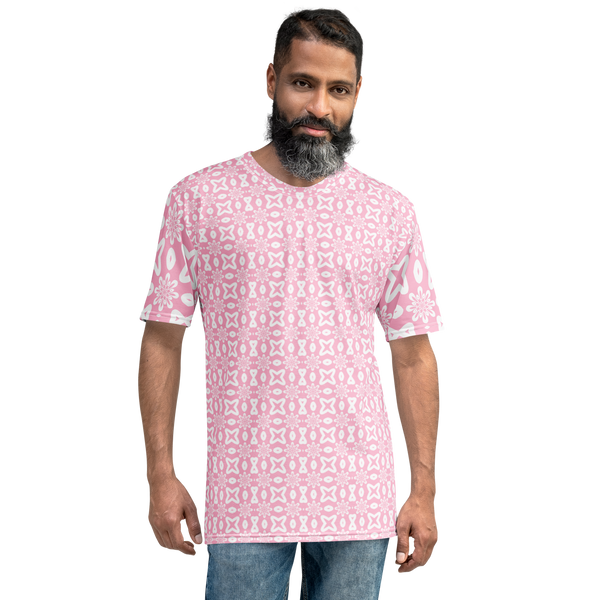 Product name: Recursia Modern MoirÃ© V Men's Crew Neck T-Shirt In Pink. Keywords: Clothing, Men's Clothing, Men's Crew Neck T-Shirt, Men's Tops, Print: Modern MoirÃ©