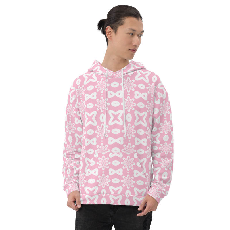 Product name: Recursia Modern MoirÃ© V Men's Hoodie In Pink. Keywords: Athlesisure Wear, Clothing, Men's Athlesisure, Men's Clothing, Men's Hoodie, Men's Tops, Print: Modern MoirÃ©
