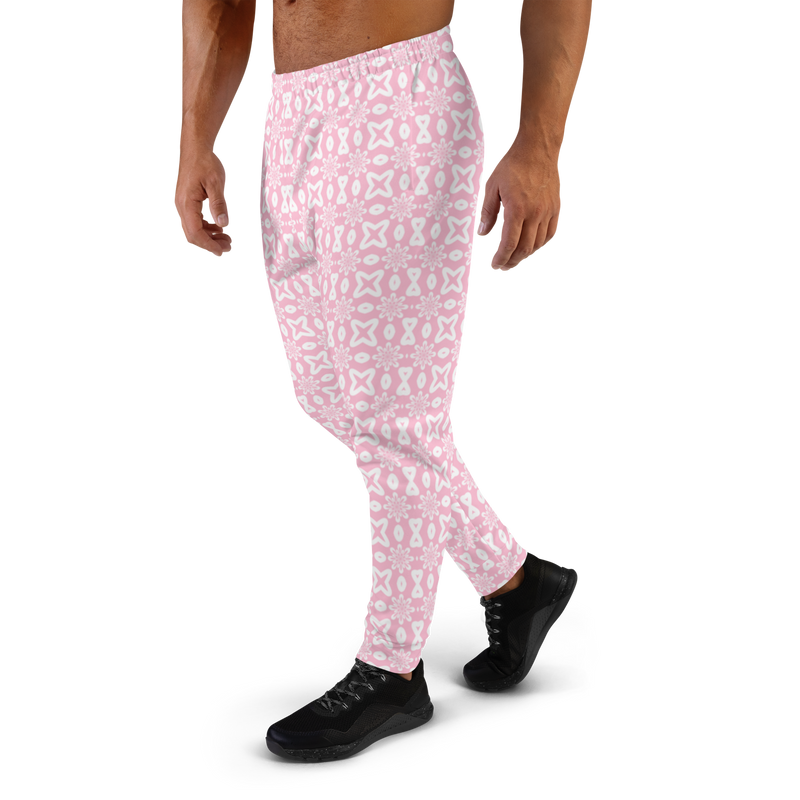 Product name: Recursia Modern MoirÃ© V Men's Joggers In Pink. Keywords: Athlesisure Wear, Clothing, Men's Athlesisure, Men's Bottoms, Men's Clothing, Men's Joggers, Print: Modern MoirÃ©