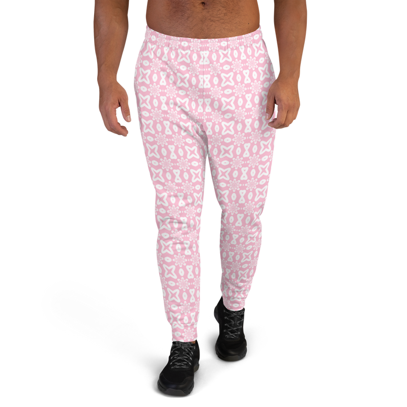 Product name: Recursia Modern MoirÃ© V Men's Joggers In Pink. Keywords: Athlesisure Wear, Clothing, Men's Athlesisure, Men's Bottoms, Men's Clothing, Men's Joggers, Print: Modern MoirÃ©