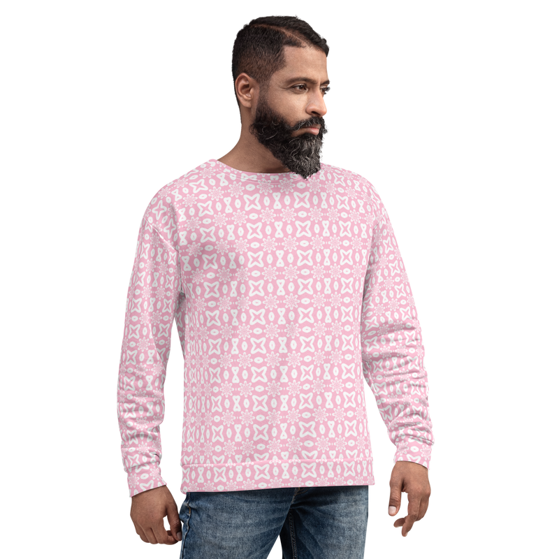 Product name: Recursia Modern MoirÃ© V Men's Sweatshirt In Pink. Keywords: Athlesisure Wear, Clothing, Men's Athlesisure, Men's Clothing, Men's Sweatshirt, Men's Tops, Print: Modern MoirÃ©