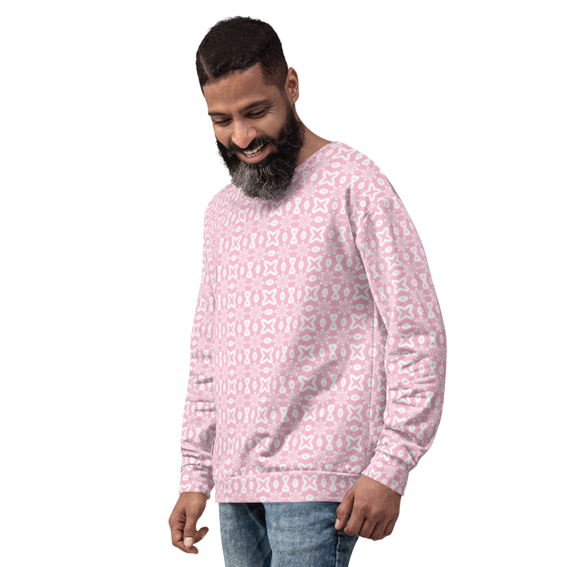 Product name: Recursia Modern MoirÃ© V Men's Sweatshirt In Pink. Keywords: Athlesisure Wear, Clothing, Men's Athlesisure, Men's Clothing, Men's Sweatshirt, Men's Tops, Print: Modern MoirÃ©