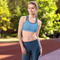 Product name: Recursia Modern MoirÃ© V Padded Sports Bra In Blue. Keywords: Athlesisure Wear, Clothing, Print: Modern MoirÃ©, Padded Sports Bra, Women's Clothing