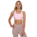 Product name: Recursia Modern MoirÃ© V Padded Sports Bra In Pink. Keywords: Athlesisure Wear, Clothing, Print: Modern MoirÃ©, Padded Sports Bra, Women's Clothing