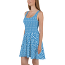 Product name: Recursia Modern MoirÃ© V Skater Dress In Blue. Keywords: Clothing, Print: Modern MoirÃ©, Skater Dress, Women's Clothing