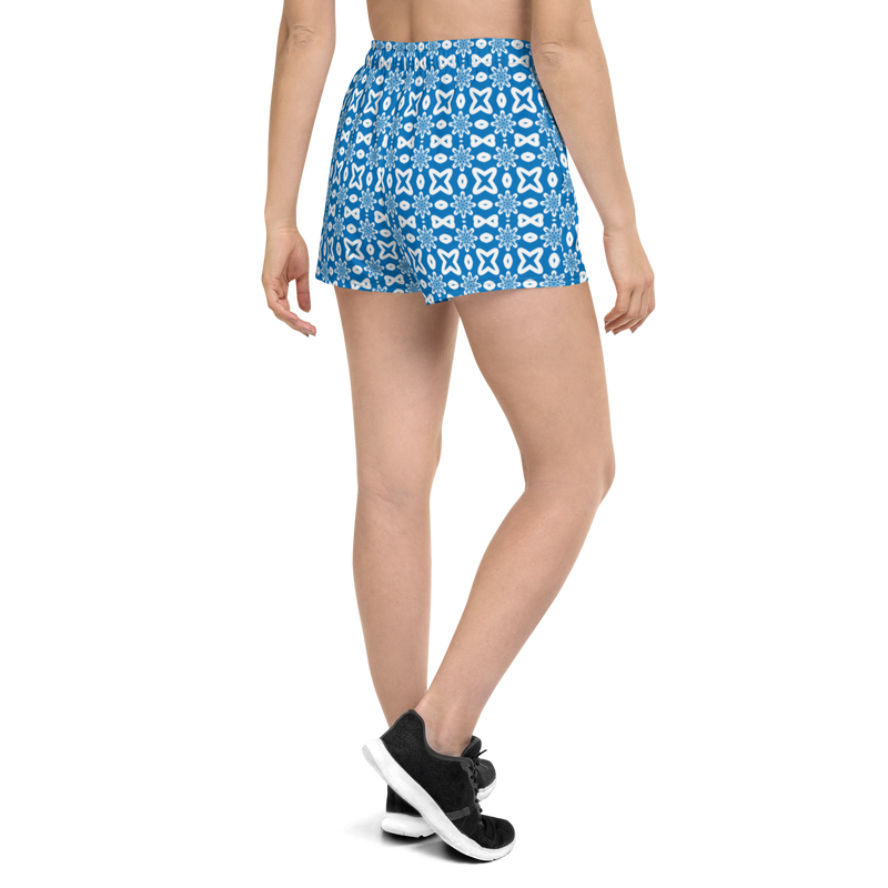 Product name: Recursia Modern MoirÃ© V Women's Athletic Short Shorts In Blue. Keywords: Athlesisure Wear, Clothing, Men's Athletic Shorts, Print: Modern MoirÃ©